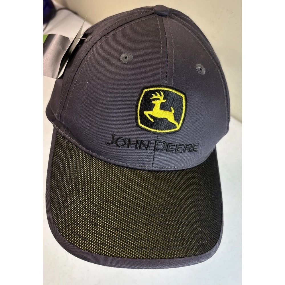 New JOHN DEERE HAT From Orange City IA Dk Gray Yellow Adjustable Licensed